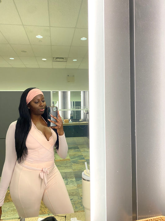 Laced in Love Jumpsuit + Bodied Blush Pink Wrap Top Bundle