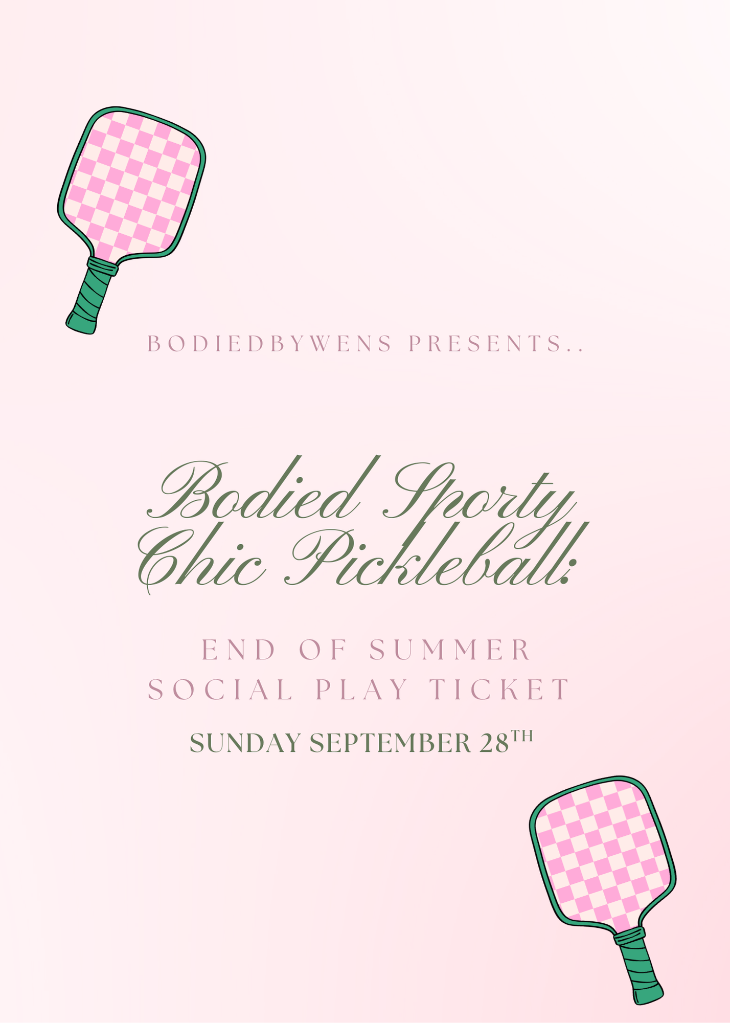 Bodied Sporty Chic Pickleball: End of Summer Social Play Ticket
