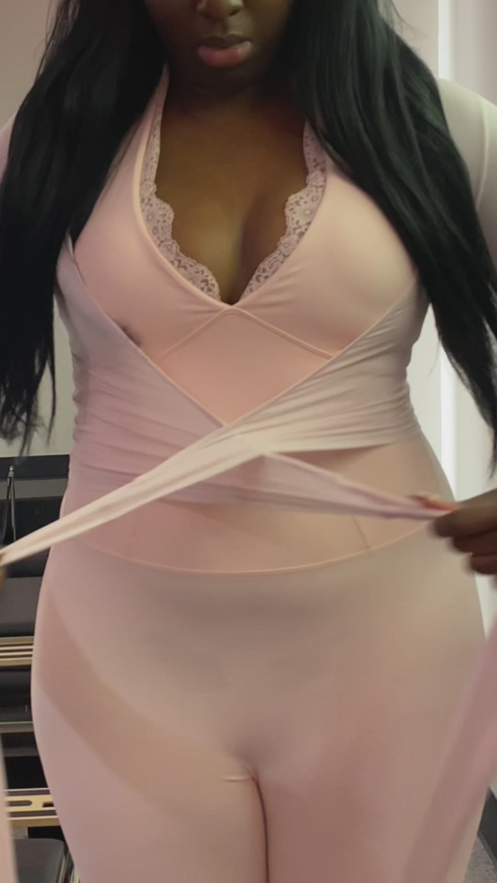 Laced in Love Jumpsuit + Bodied Blush Pink Wrap Top Bundle
